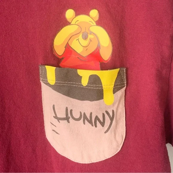 Disney Pooh (Large) T-Shirt, Short Sleeve, Maroon either Pooh on pocket - Picture 5 of 6